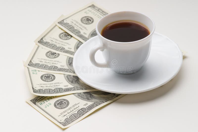 Coffee Cup and One Hundred U.S Stock Image Image of bank, currency