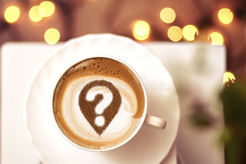 Coffee Cup with Question Mark Stock Image Image of cafe, coffee