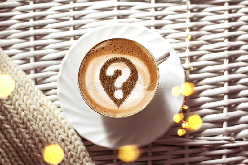 Coffee Cup with Question Mark Stock Photo Image of morning, table