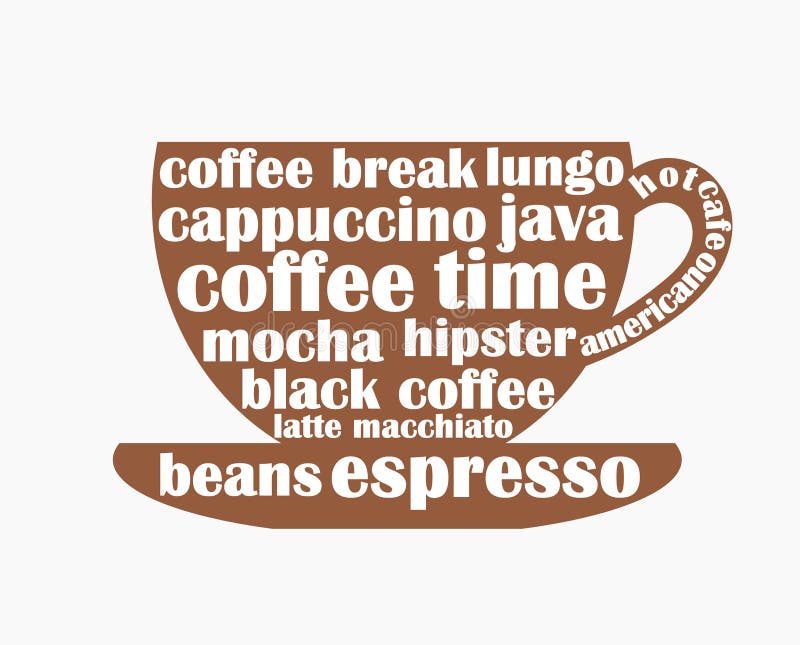 Слова в которых есть слово кофе. Cups text