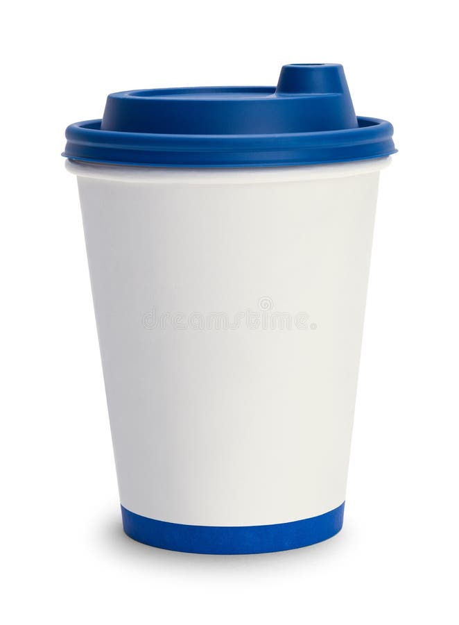 Coffee Cup Side Blue Lid stock photo. Image of latte 96155458