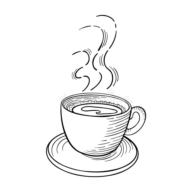 Coffee Cup with Steam in Doodle Style Stock Vector - Illustration of ...