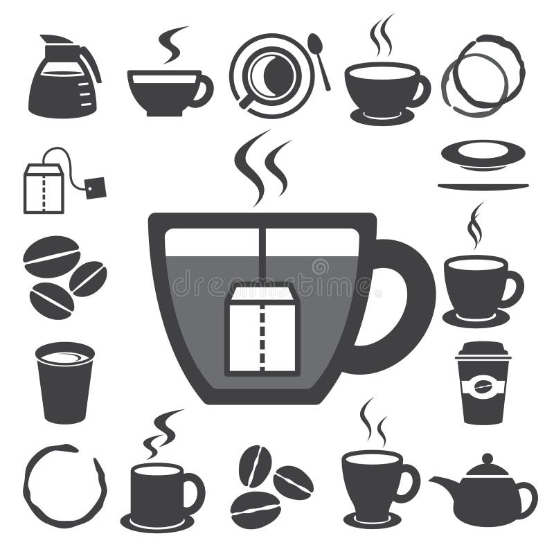 Coffee cup and Tea cup icon set.Illustration