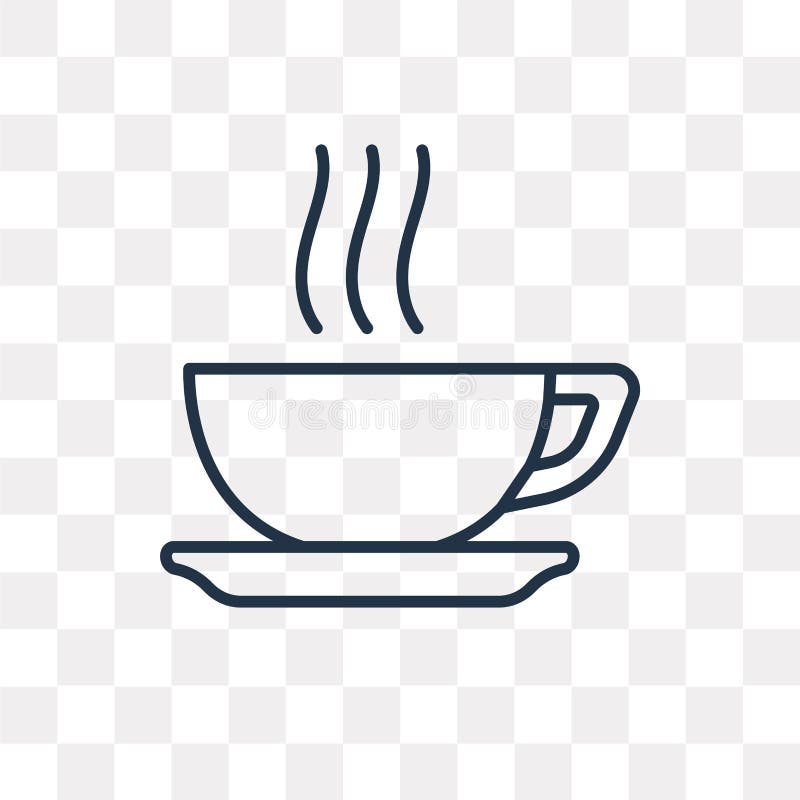 Coffee Cup Vector Icon Isolated on Transparent Background, Linear