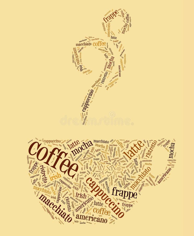Coffee text graphic stock illustration. Illustration of breakfast