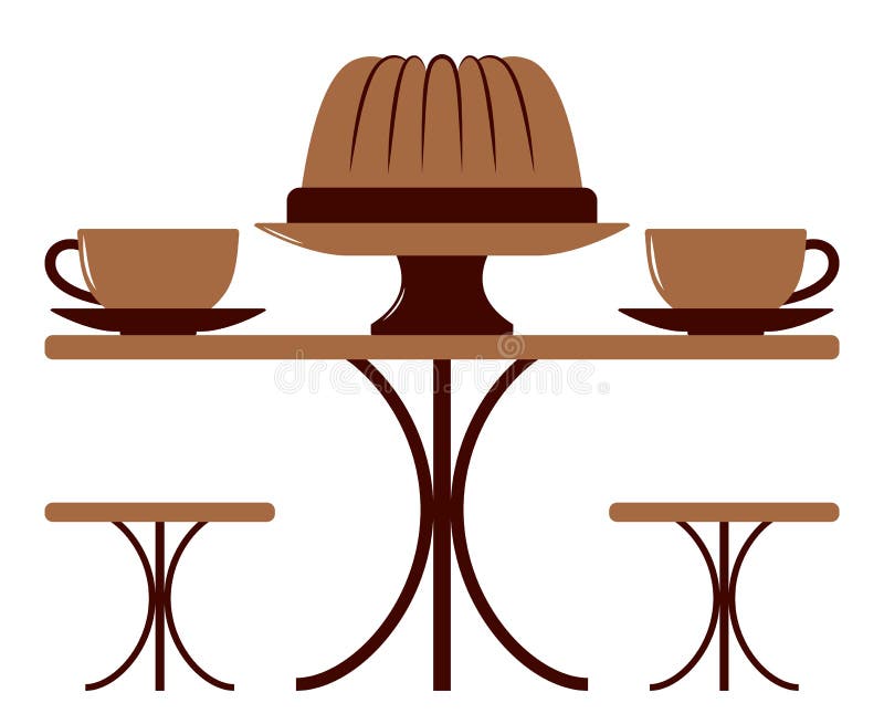 Coffee cups and bundt cake royalty free illustration Coffee cups and bundt cake royalty free illustration