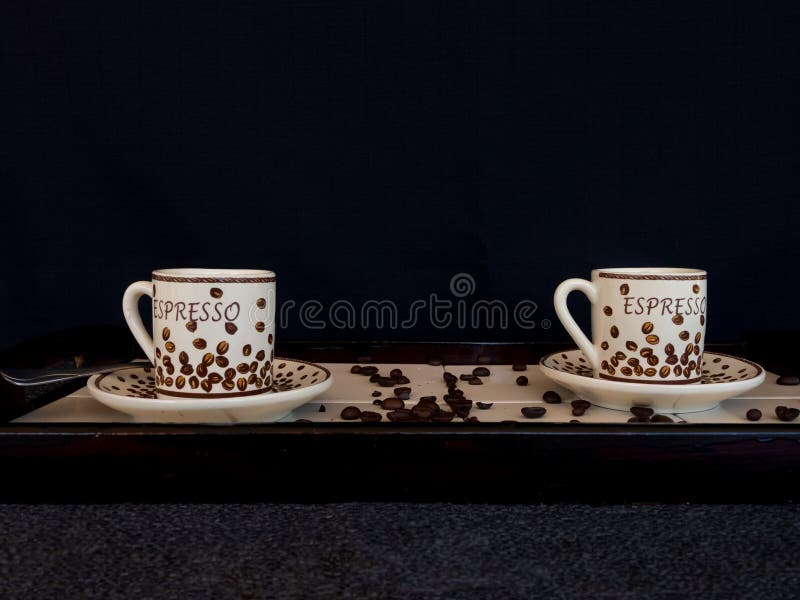 Coffee Cups Decorated with Coffee Beans Stock Photo Image of cupcakes
