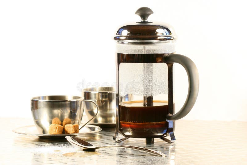 Coffee Cups With French Press Stock Image - Image of office, commercial