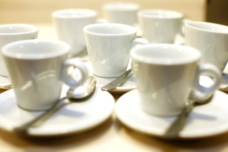 Coffee cups and saucers at an event