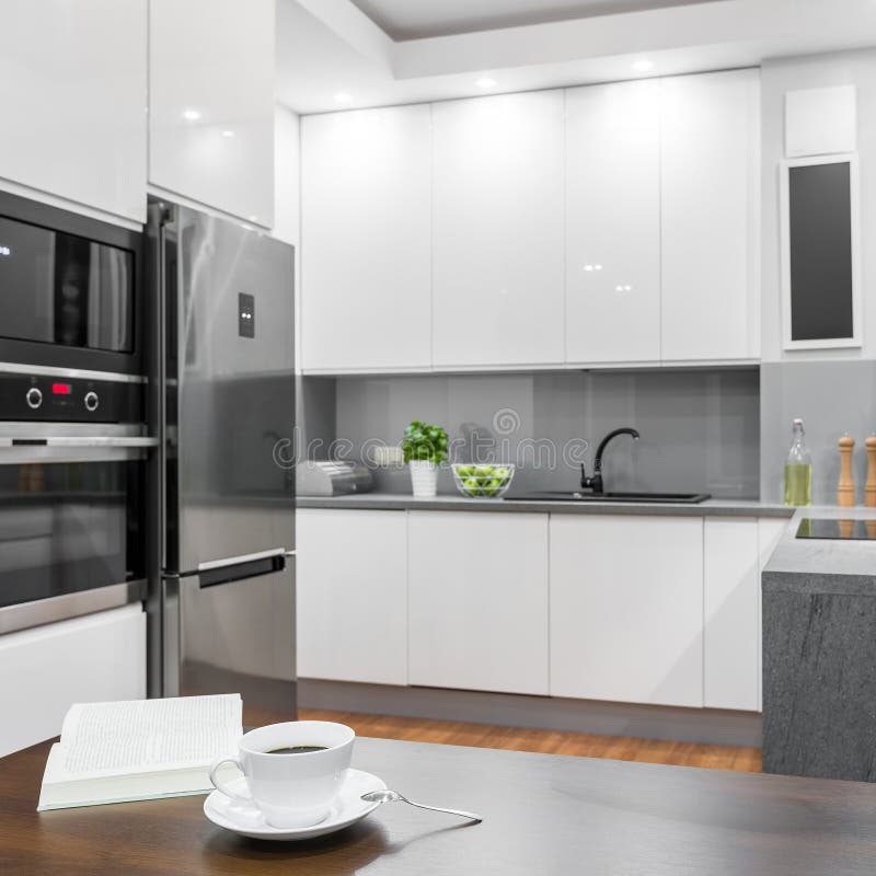 Coffee on dining table stock photo. Image of architecture 79990286