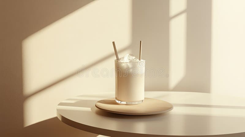 Coffee drink with milk and ice, modern aesthetic. stock image