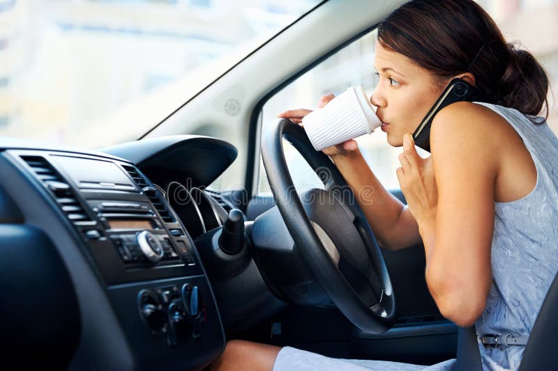 Coffee driving woman