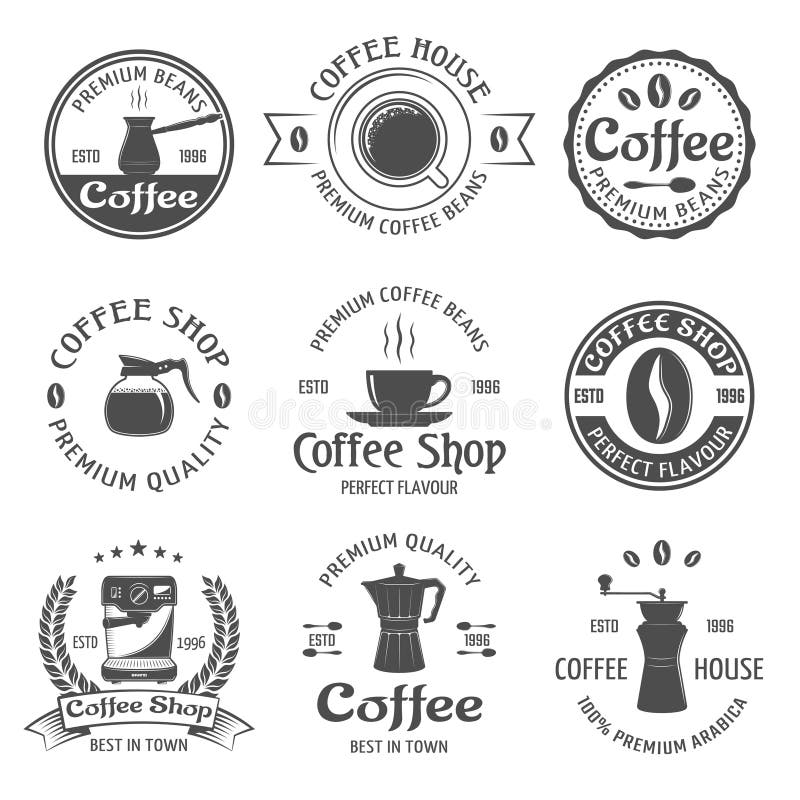 Coffee Emblem Set stock vector. Illustration of badge - 74611597