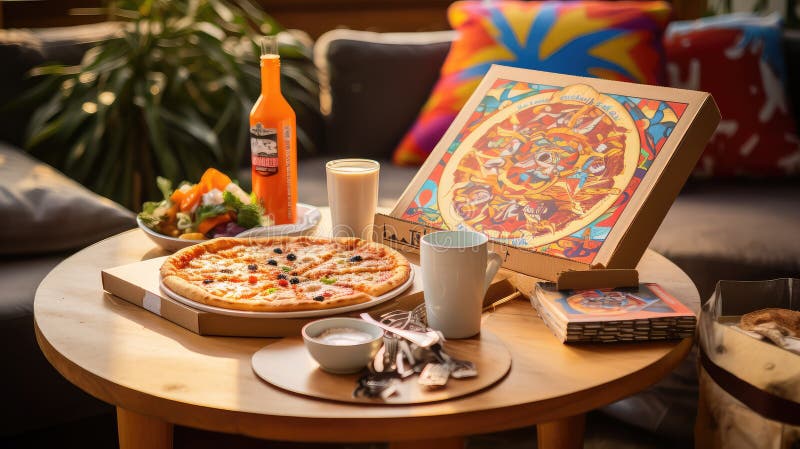 Coffee empty pizza box stock illustration