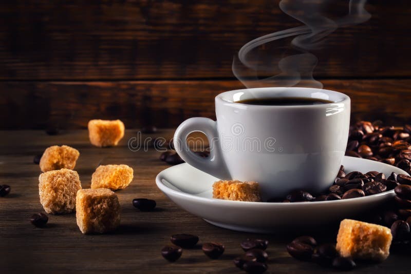Coffee Espresso with Cane Sugar and Coffee Beans Stock Photo Image of food, coffe 43964306