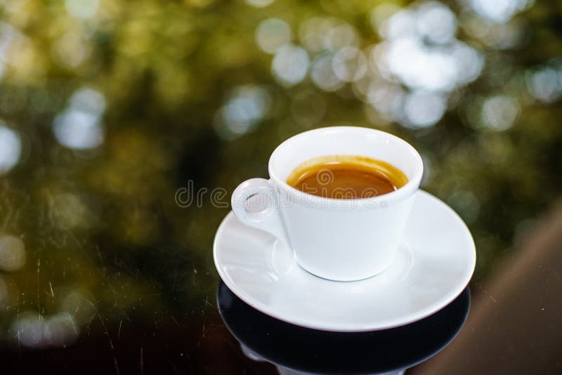 Coffee Espresso on the Class Table with Bokeh Background Stock Image Image of natural, food