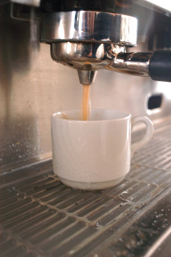 Coffee Extraction from Professional Coffee Machine Stock Photo Image