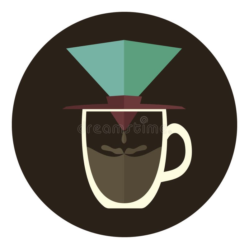 Coffee Filter Paper on Cup. Vector Illustration Decorative Design Stock