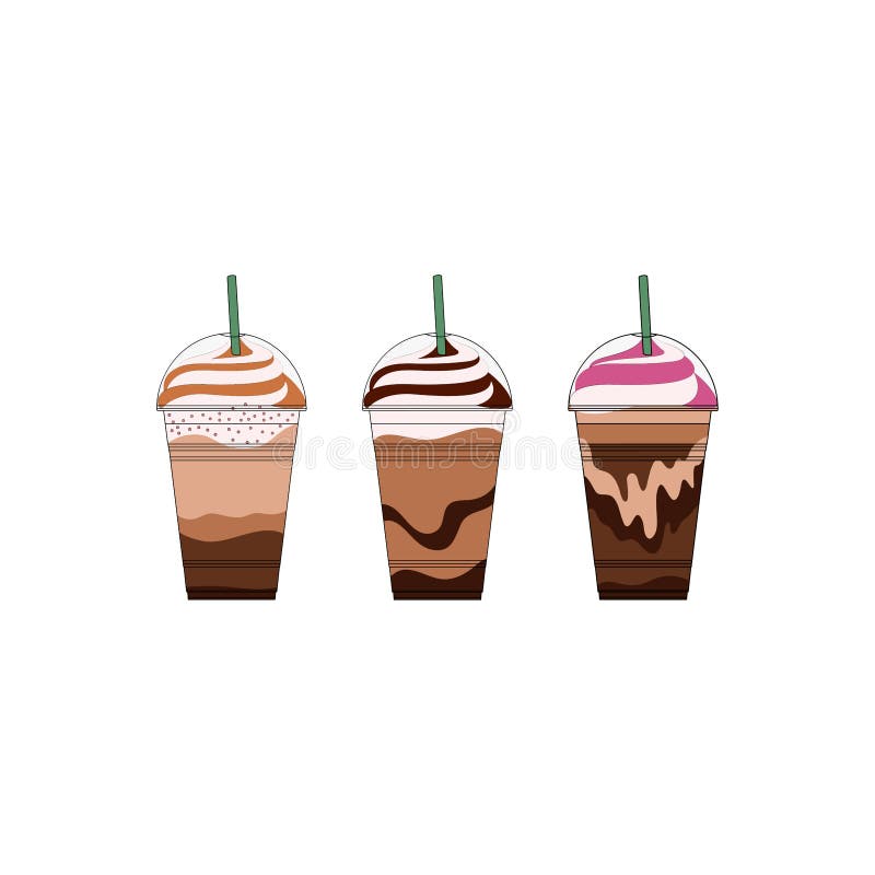 Frappuccino Coffee To Go Cute Kawaii Style Vector Illustration Stock