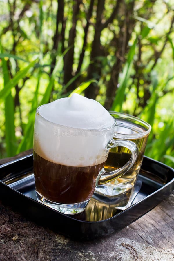 Coffee in garden stock photo. Image of object, wood, wooden 28098220