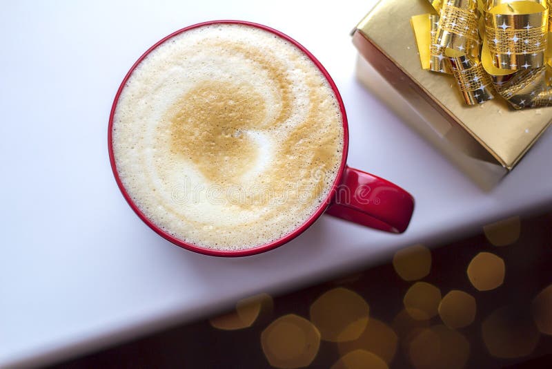 Coffee and gift royalty free stock photo