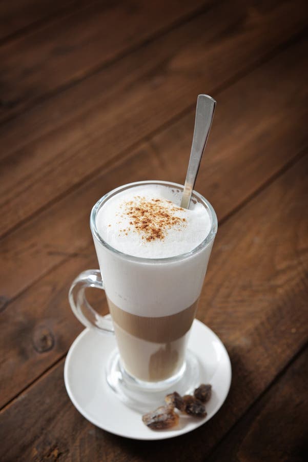 Coffee in glass cup stock image. Image of coffee, wooden 63425853