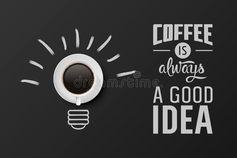 Coffee is always Good Idea. Vector 3d Realistic White Mug with Black