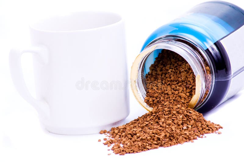 Coffee granules and mug. stock image. Image of caffeine 8428255