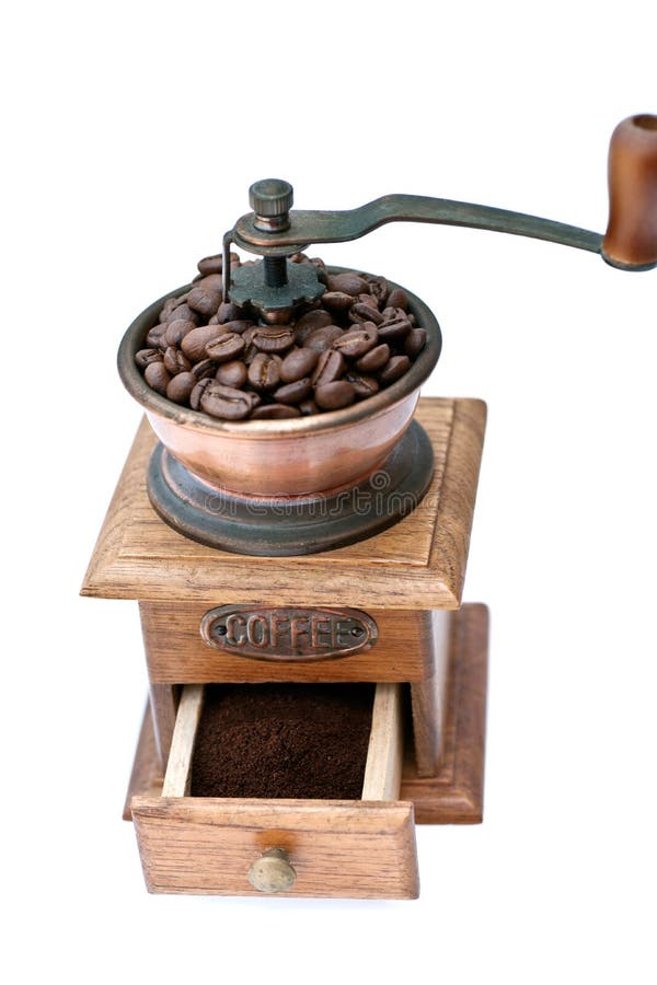 Coffee Grinder and Coffee Beans Stock Photo Image of single, metal