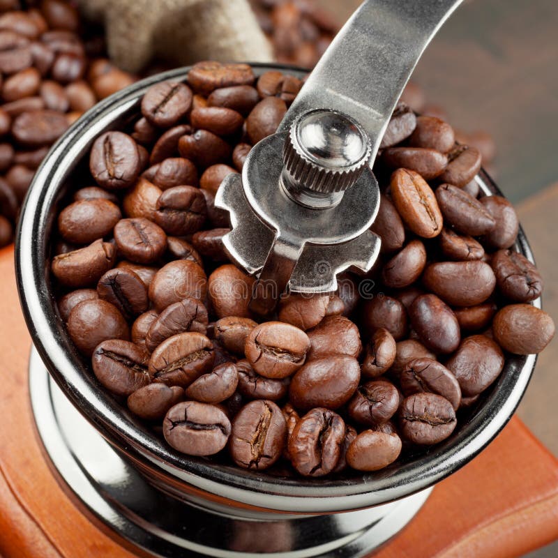 Coffee grinder with coffee beans