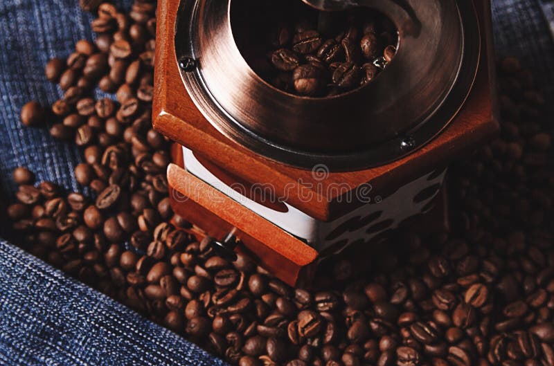 Coffee Grinder and Coffee Beans Stock Image Image of close, antique