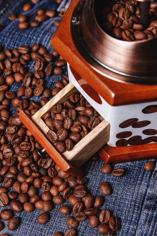 Coffee Grinder and Coffee Beans Stock Image Image of grinder
