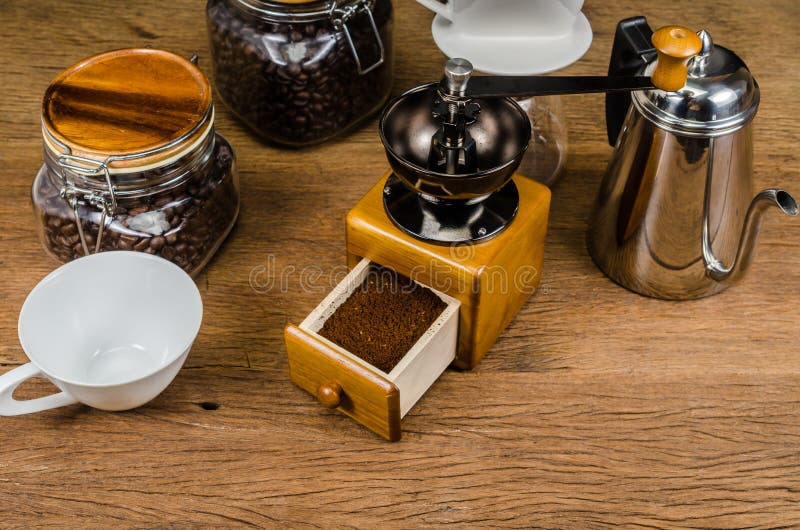 Drip Coffee Tools and Coffee Bean Stock Photo Image of food, phone