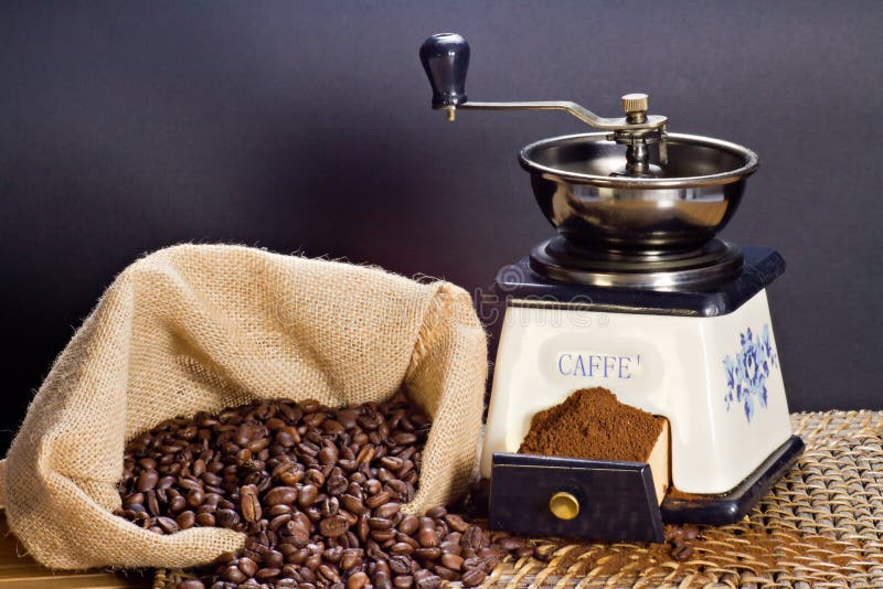 Coffee Grinder and Roasted Coffee Beans Stock Photo Image of seed