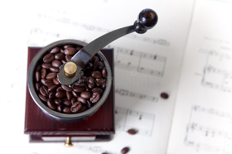 Coffee Grinder on Sheet Music Stock Image Image of coffeecup, morning 18144129