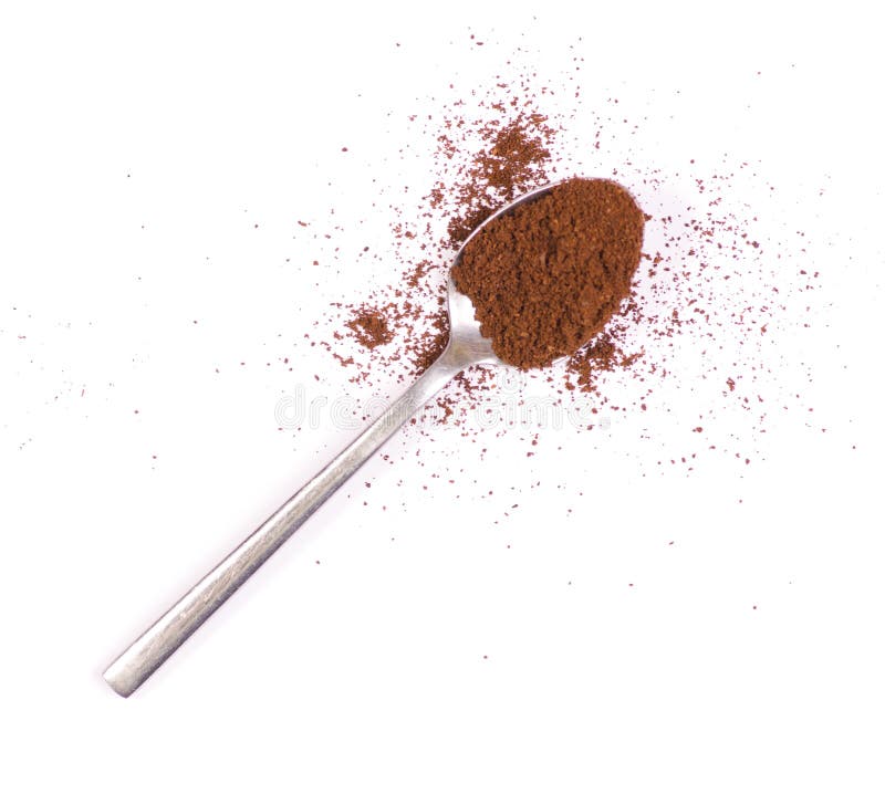 A spoon of ground coffee stock image. Image of closeup 127593577
