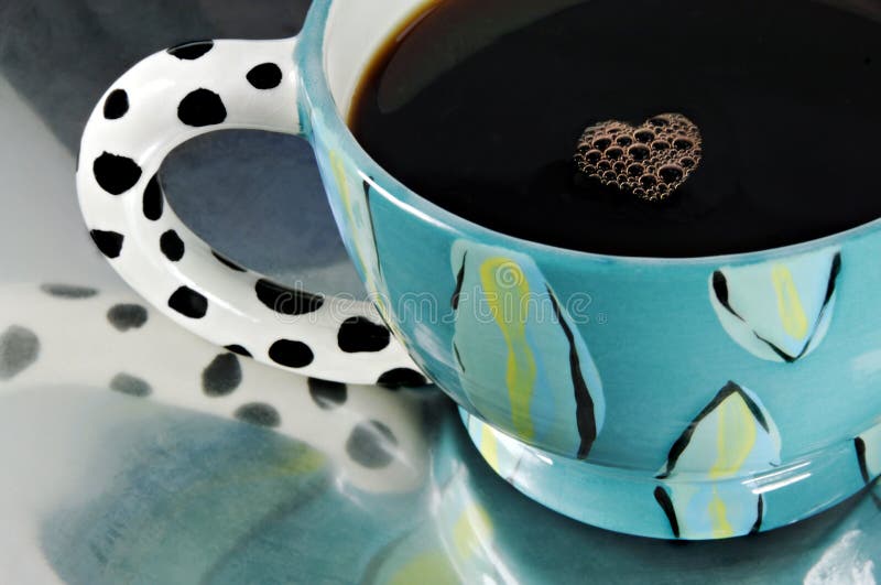 Coffee with Heart Shaped Bubbles royalty free stock photography