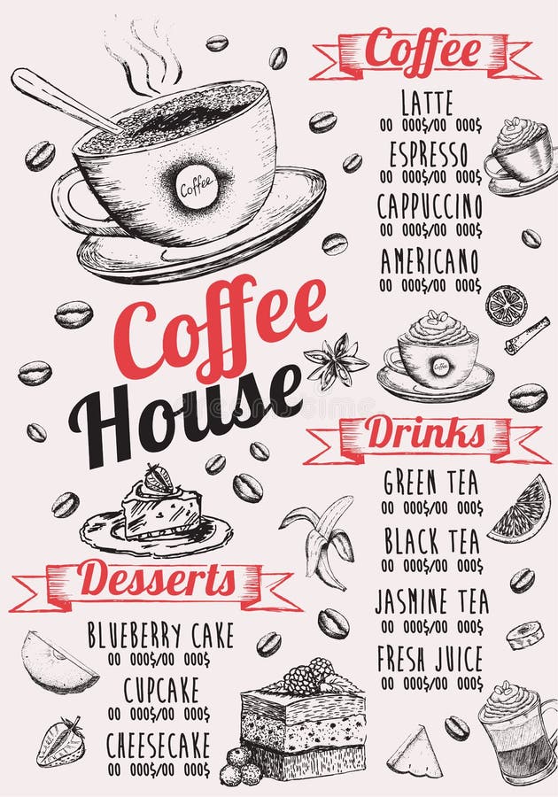 Coffee House Menu. Restaurant Cafe Menu, Template Design. Food Flyer