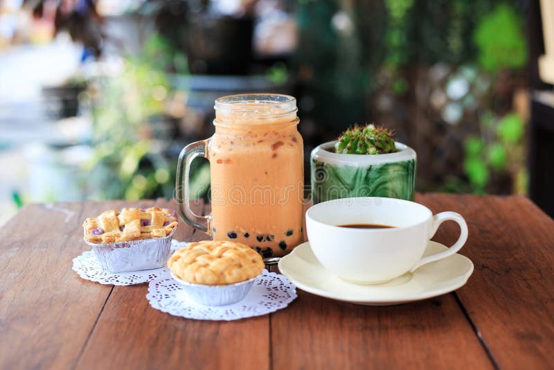 Coffee Ice Bubble Tea and Pie Stock Image Image of green, espresso
