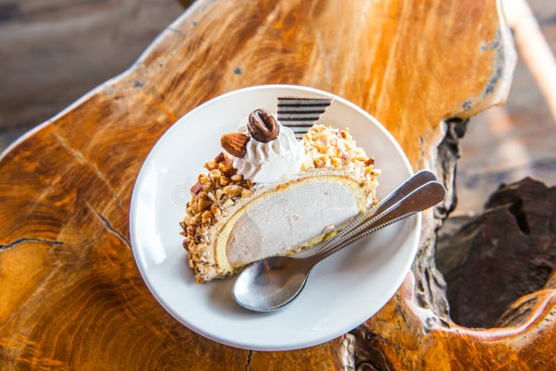Coffee ice cream cake stock image. Image of peanuts 187209809