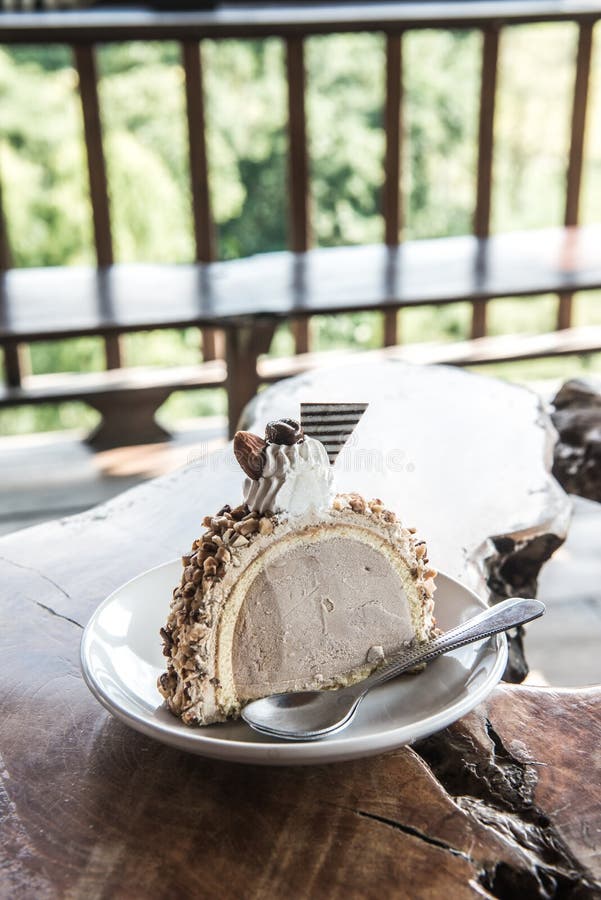 Coffee ice cream cake stock image. Image of milk, food 220120377