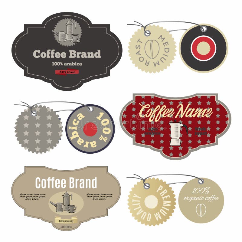 Coffee labels design template set in vintage style vector illustration Coffee labels design template set in vintage style vector illustration