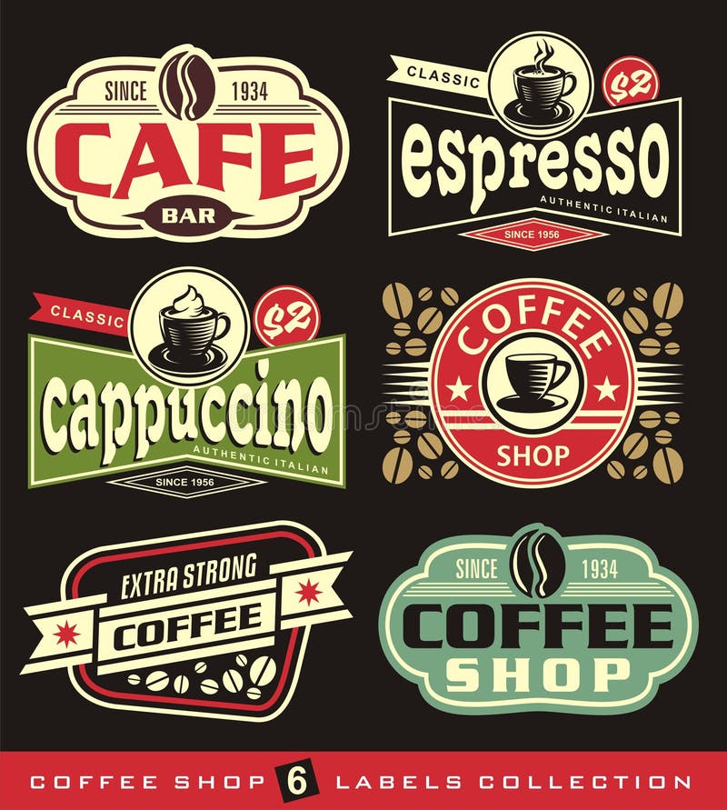 Coffee Labels and Stickers Collection Stock Vector - Illustration of ...