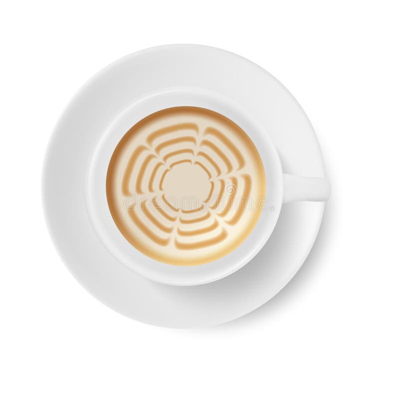 Coffee Latte Art with Flower on White Background Stock Vector