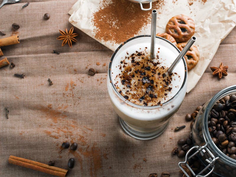 Coffee Latte with Chocolate Sprinkles Stock Image Image of espresso, glass 87400927