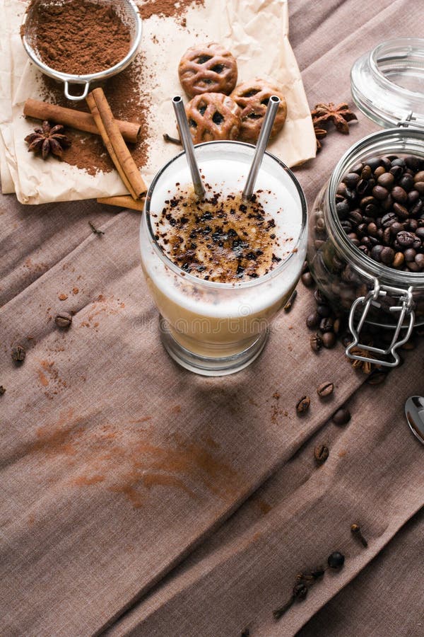 Coffee Latte with Chocolate Sprinkles Stock Photo Image of espresso