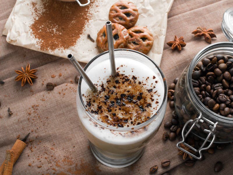Coffee Latte with Chocolate Sprinkles Stock Image Image of morning, frappuccino 89880565