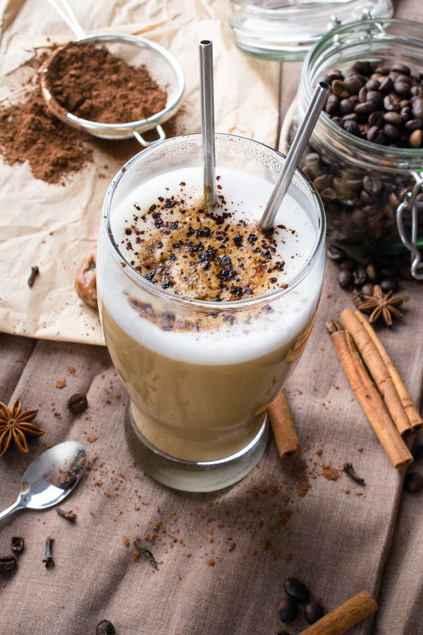 Coffee Latte with Chocolate Sprinkles Stock Photo Image of delicious, natural 97904282