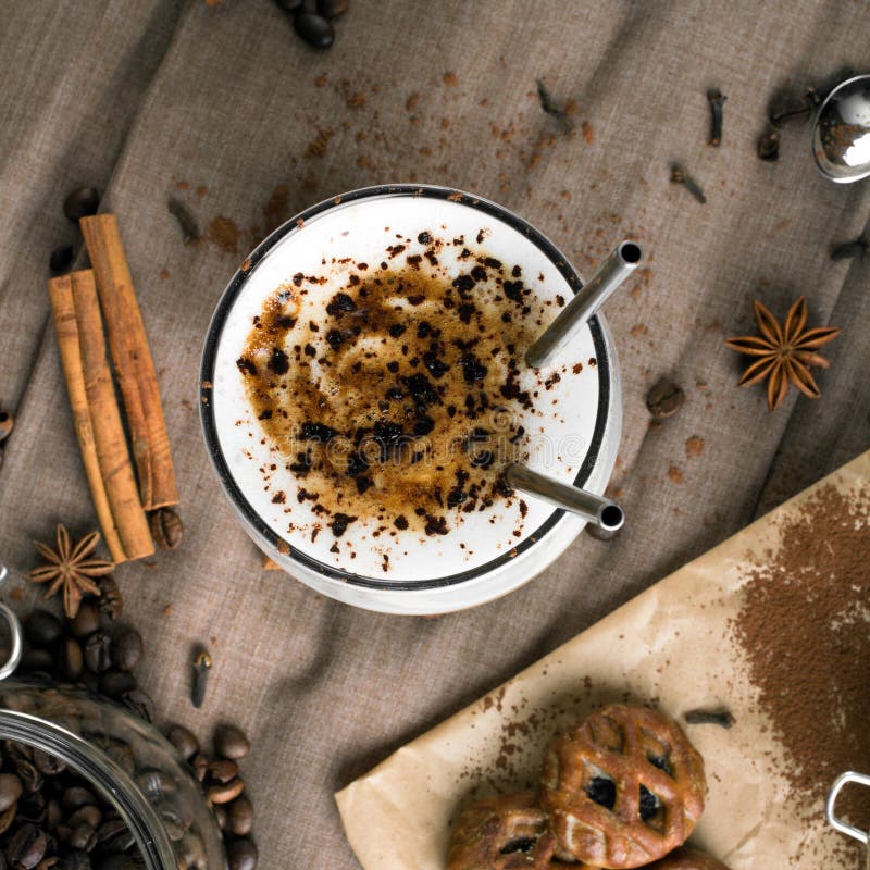 Coffee Latte with Chocolate Sprinkles Stock Photo Image of aroma, closeup 97904568