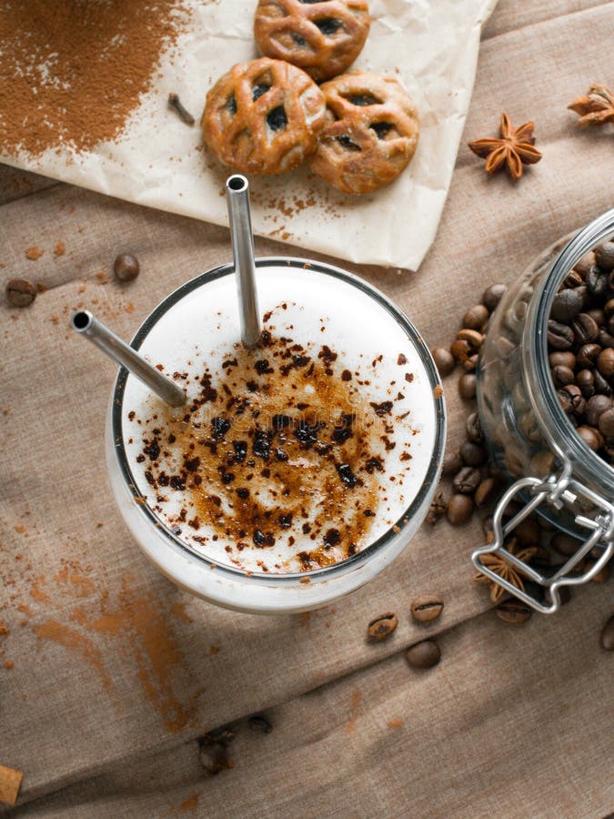 Coffee Latte with Chocolate Sprinkles Stock Photo Image of espresso, closeup 87403006